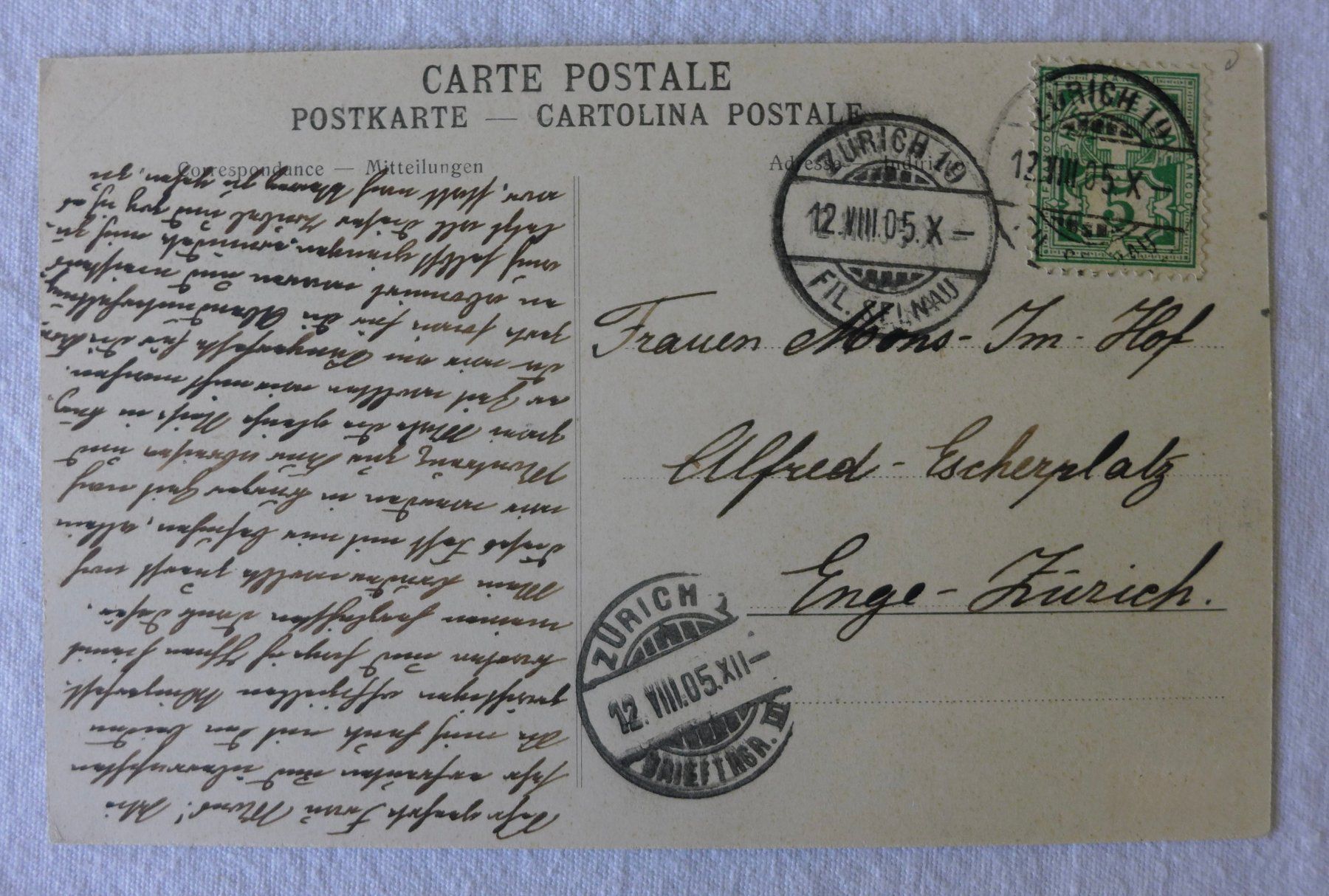 Cartoline postali: AK ZÜRICH, Bleicherweg, Brücke, belebt – Usato da Wallisellen venduto da aloa09 1
