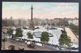 AK London Trafalgar Square, belebt