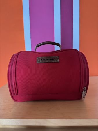 Stylish Lancel Paris Red Travel Bag - Weekend Getaway