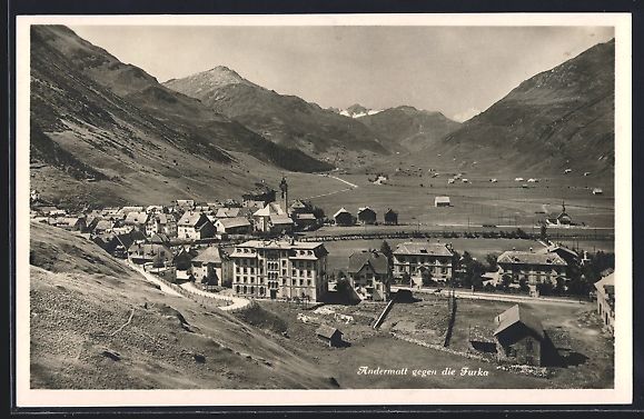 Cartoline postali: Andermatt, Ortsansicht aus der Vogelscha – Usato da Berlin venduto da bartko-reher
