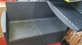 Gartenlounge Set, Rattan, schwarz, inkl. Kissen, Top!