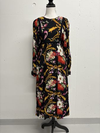 &Other Stories Midikleid Floral Gr. 36 schwarz Viskose Boho