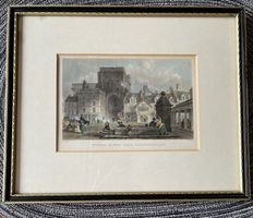 Stich koloriert T.Allom HEXHAM MARKET NORTHUMBERLAND J.Sands