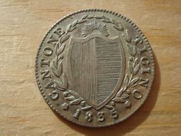 (B1)  Tessin  1/2 Franken 1835  VZ-