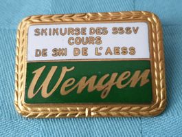 SKIKURS Wengen weiss/grün altes emailliertes Abzeichen