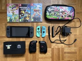 Nintendo Switch, 3 jeux, manettes, étui - état impeccable!