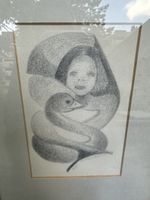 Dessin Original Signé Heidi, Art naïf, Enfant Cygne 47