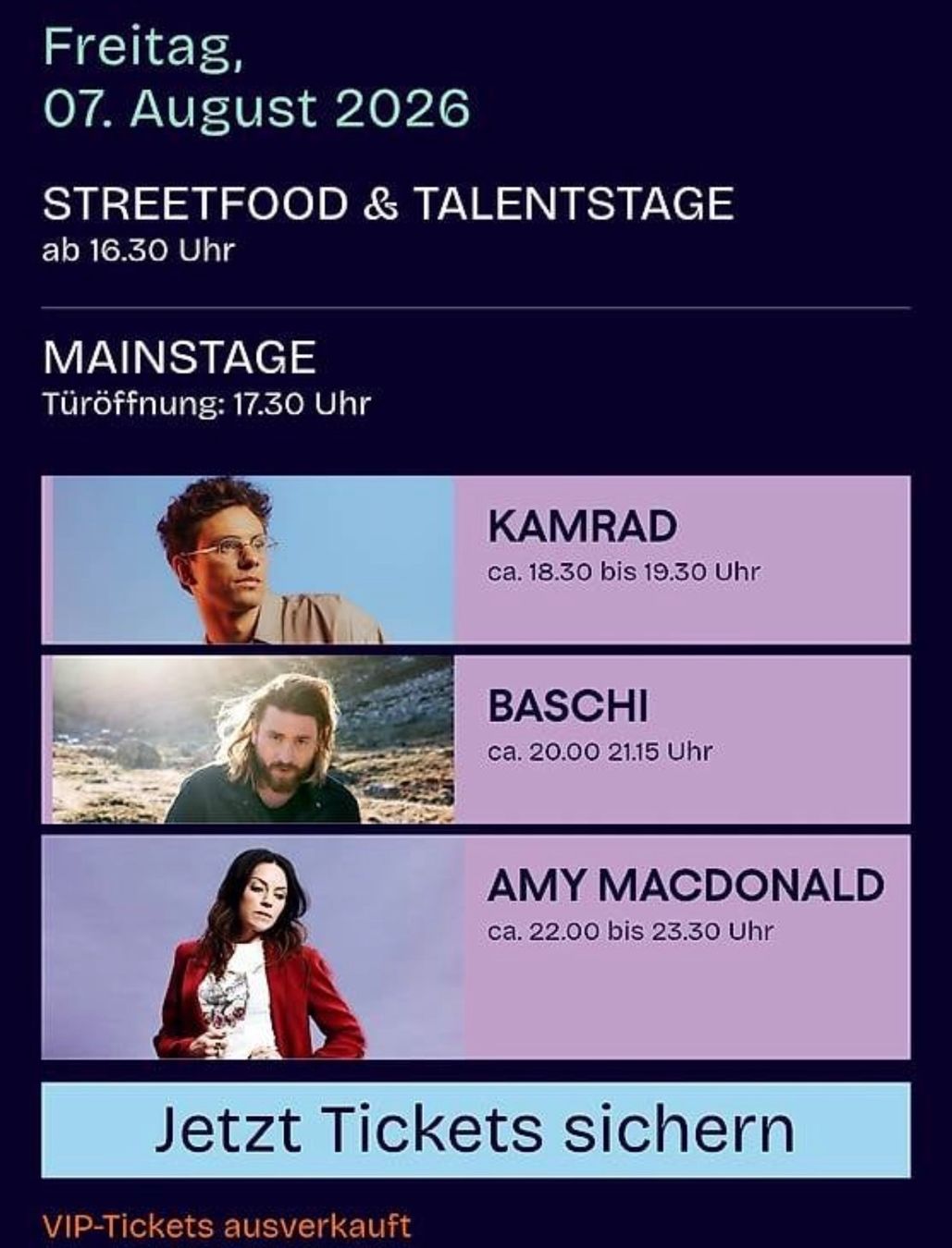 Billets: 2x e-Tickets Amy Macdonald- Baschi -Kamrad 07.08.26 – Neuf avec emballage d'origine à Arbon par yer_2jvv 1