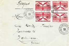 SOLDATENMARKEN BRIEF FLIEGER KP. 18 1939 4-er BLOCK KEHRDR.