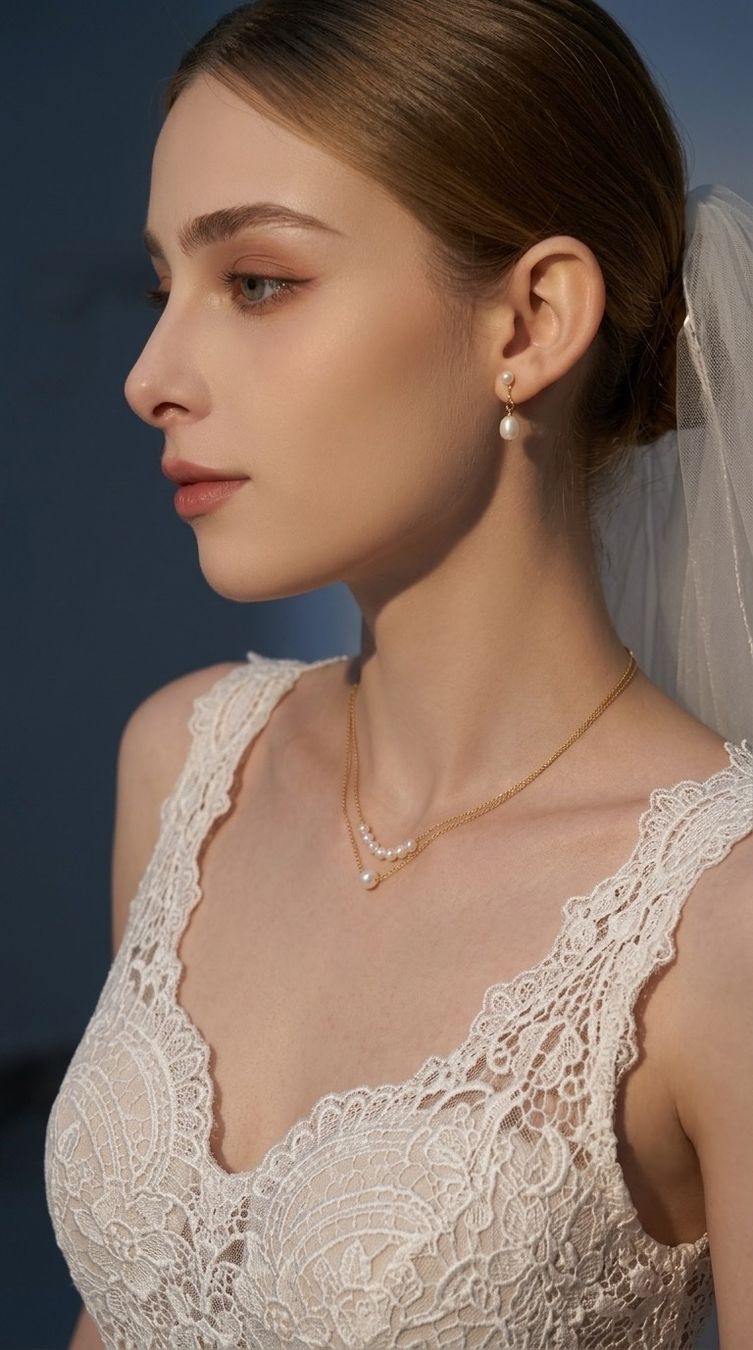 Catenine: Collier double chaîne plaqué or avec perles – Nuovo e nell'imballaggio originale da St-Maurice venduto da Sandrinette123 4