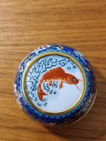 Asiatische Dose mit Fischmotiv, Cloisonné Stil, Vintage