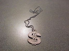 Kette silberfarbig, Anhänger Dollarzeich