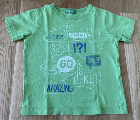 Benetton - T-shirt, vert clair, taille 90 / 2 ans