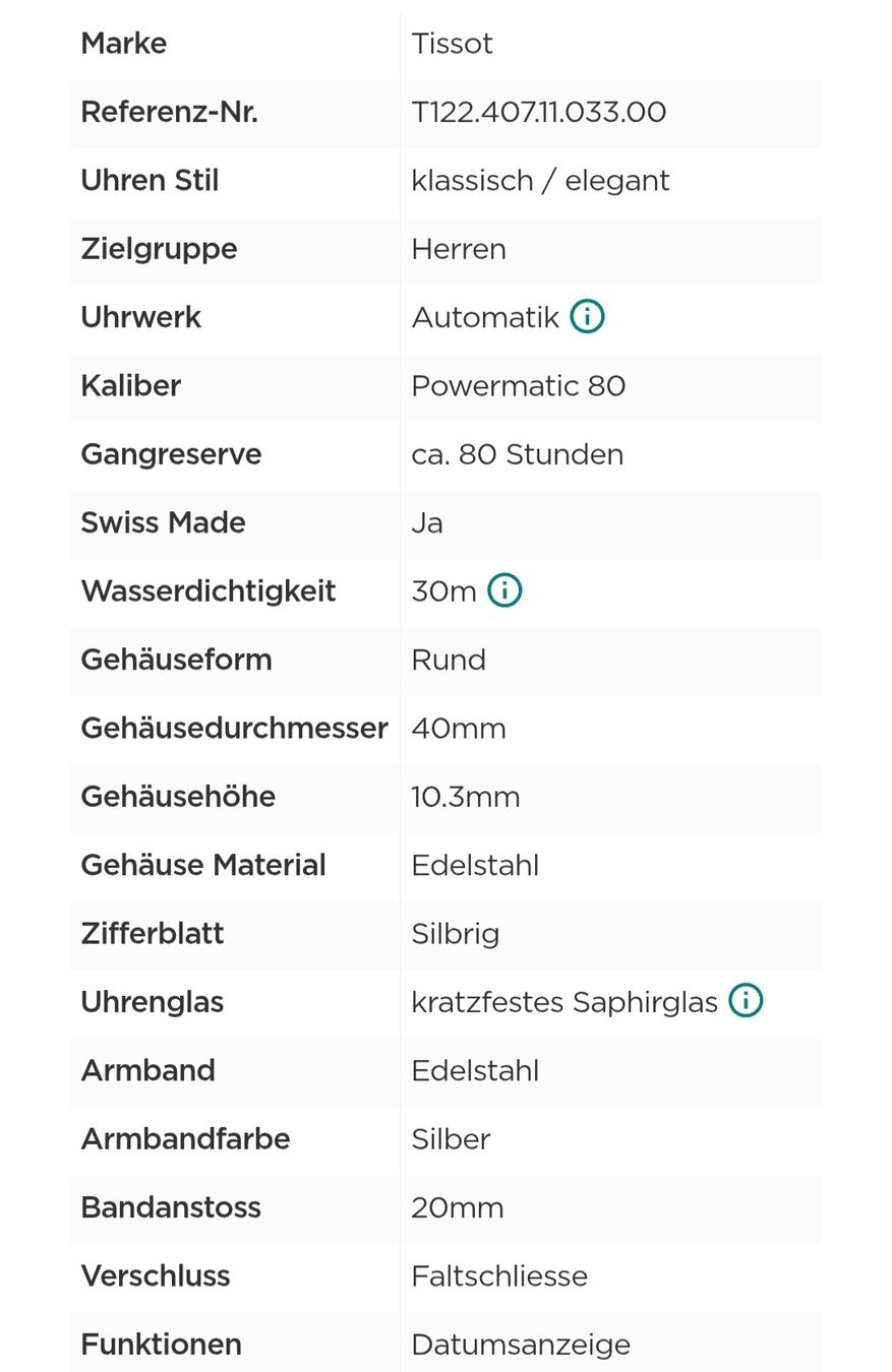 Tissot Orologi: Tissot Carson Premium Powermatic 80 – Nuovo (secondo la descrizione) da Rotkreuz venduto da Titotesla 2