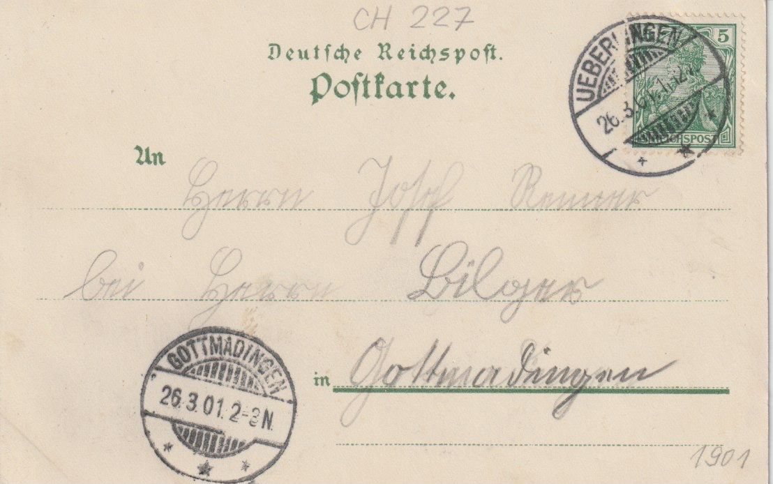 Ansichtskarten: CH 227 Gruss aus Luzern, 1901 – Gebraucht aus Freienbach von Bhaltis 1