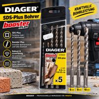 SDS-Plus Bohrer 5x DIAGER Booster Plus 6mm, 8mm, 10mm