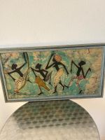 Wandbild Batik Motiv tanzende Figuren gerahmt 80x44cm
