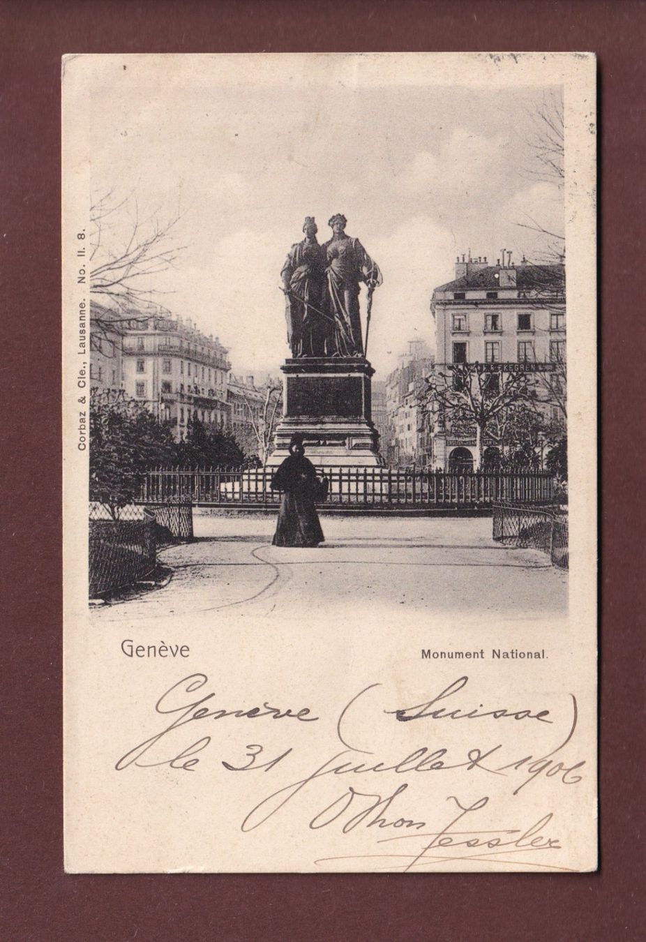 Ansichtskarten: GENEVE - Monument National - 1906 – Gebraucht aus Pully von nicecards