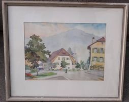 Original Aquarell Solothurn Bielstrasse Zentralbiblioth. GAW
