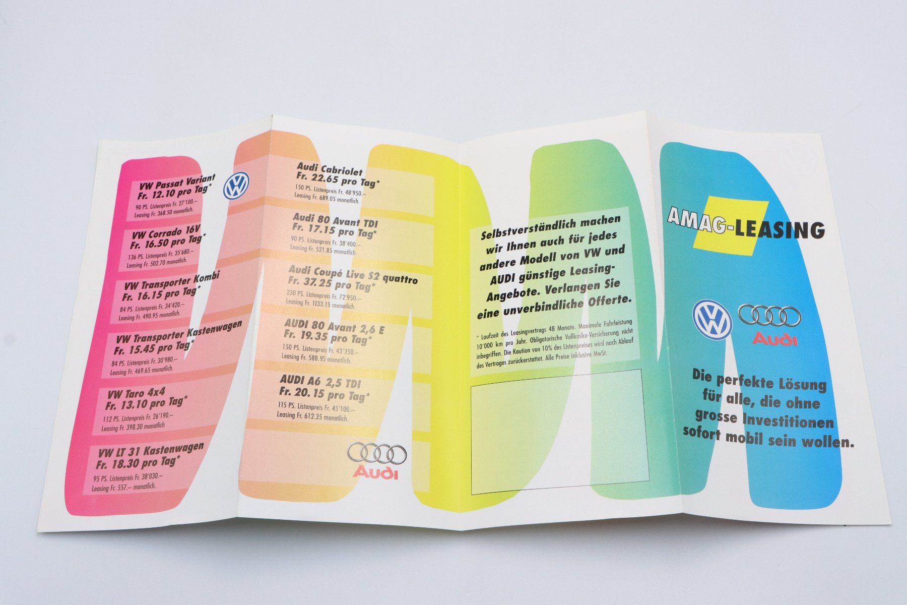 Audi Documents: AMAG VW Audi Leasing Programm 1995 Prospekt – D'occasion à Bühl b.Aarberg par Collectorpassions 3