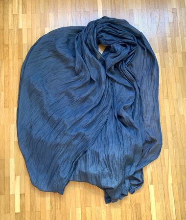 Chez Vidalenc habotai silk scarf in blue-grey | Casey-Casey