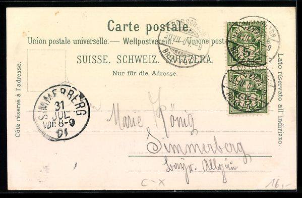Ansichtskarten: Litho Rorschach, Villa Seefeld, Seminar, – Gebraucht aus Berlin von bartko-reher 1