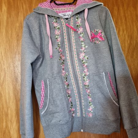 Trachten Kapuzenjacke MYHAILYS L Grau Marl bestickt 