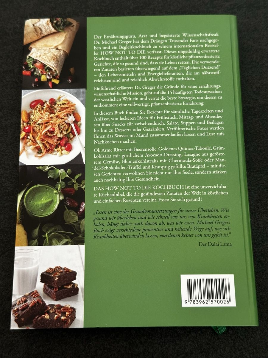 Libri: Das How Not To Die Kochbuch von Dr. Michael Greger – Nuovo (secondo la descrizione) da Eglisau venduto da Brewster1 1