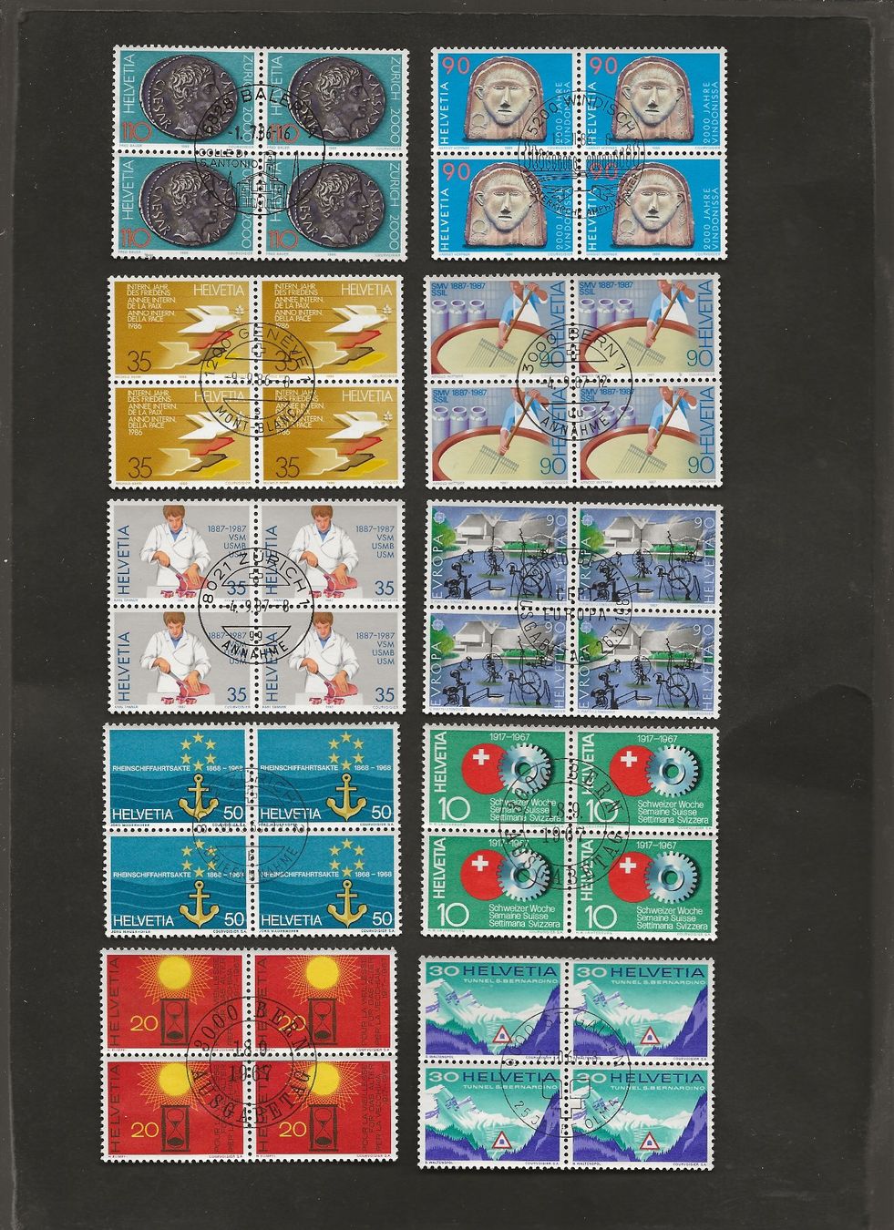 Alle Briefmarken: Schweiz 43 gestempelte Viererblock – Gebraucht aus Au ZH von xelagreb01 1