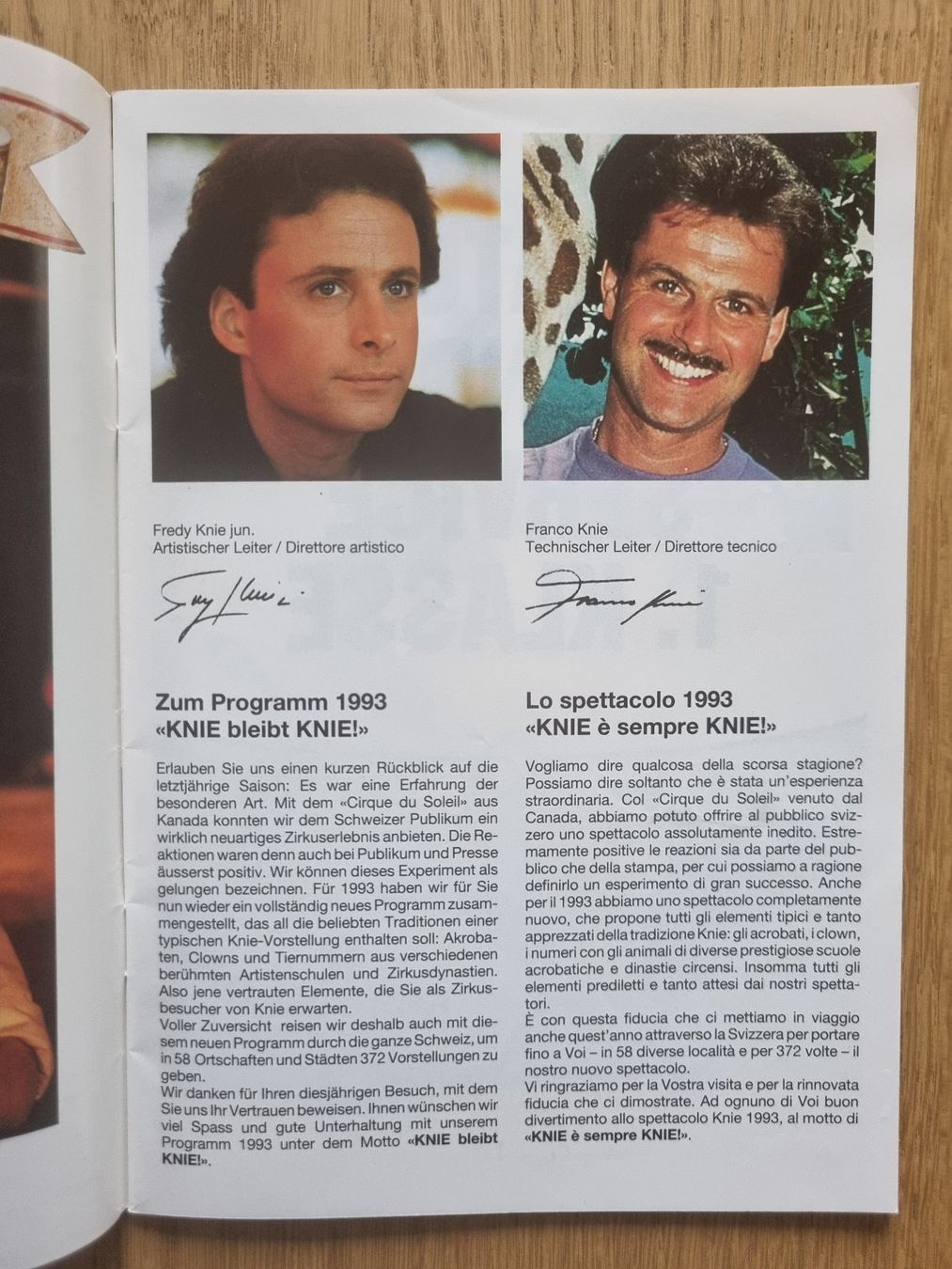 Documenti: Knie Programmheft von 1993 – Usato da Bözberg venduto da heinz-d 2