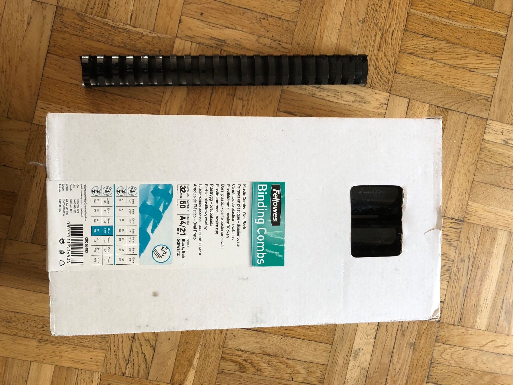 Tutti gli attrezzi: Fellowes Bindekämme A4, 32mm, schwarz, ca. 35 Stück – Usato da Mollis venduto da ges_vlm6