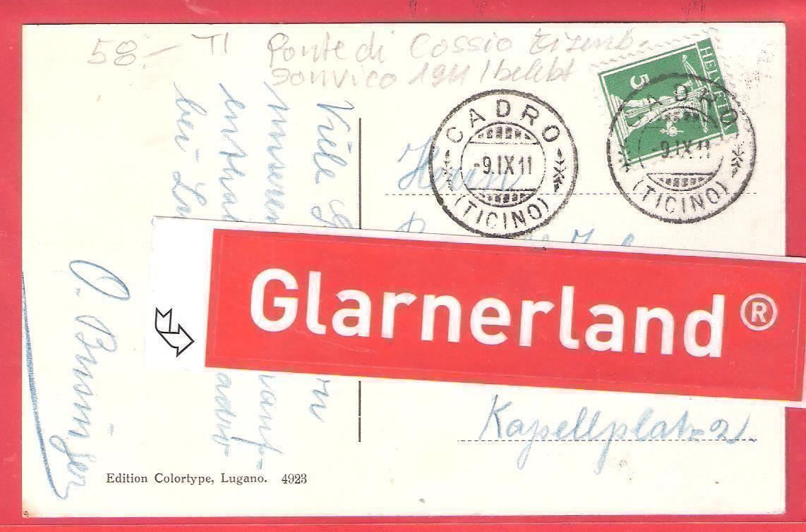 Cartoline postali: 9.9.1911 Nahbild Ponte di Cossio/Sonvico – Usato da Zürich venduto da Hagliweg 2