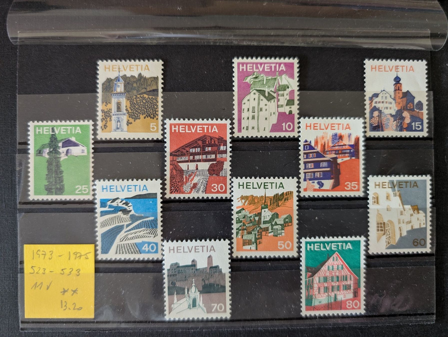Alle Briefmarken: Landschaftsbilder 1973 - 1975 postfrisch, 11 Werte – Gebraucht aus Steinmaur von compura49