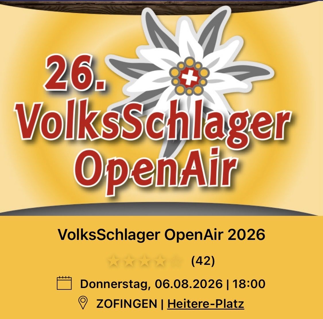 Billets: VolksSchlager Open Air 2026 – Neuf avec emballage d'origine à Kriens par Bergstern86