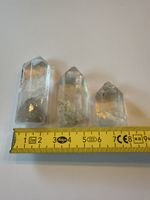 3x Bergkristall / Quarz Kristallspitzen – geschliffen & natu