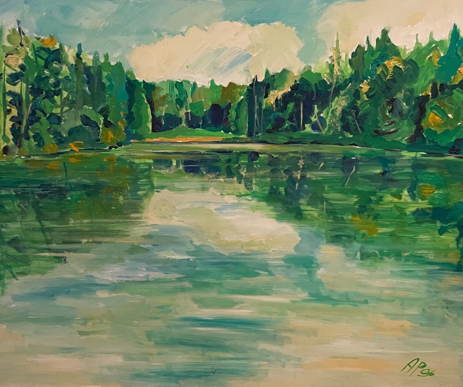 Dipinti: Adriano Passardi - Thalwiler Waldweiher – Usato da Muri b. Bern venduto da Bergschlufi