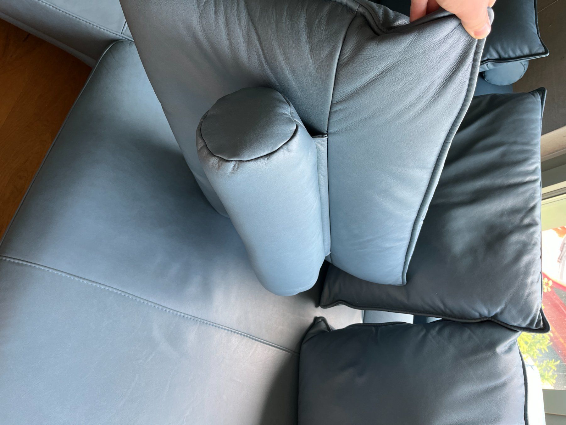 Knoll Divani: Dieter Knoll ECKSOFA Echtleder Blau/Grau – Usato da Rombach venduto da ste_t2gx 5