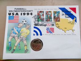 Numisbrief zur Fussballweltmeisterschaft 1994 in den USA