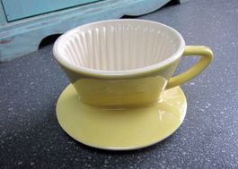 Mid Century Keramik Melitta 100 Kaffeefilter gelb, 50/60er