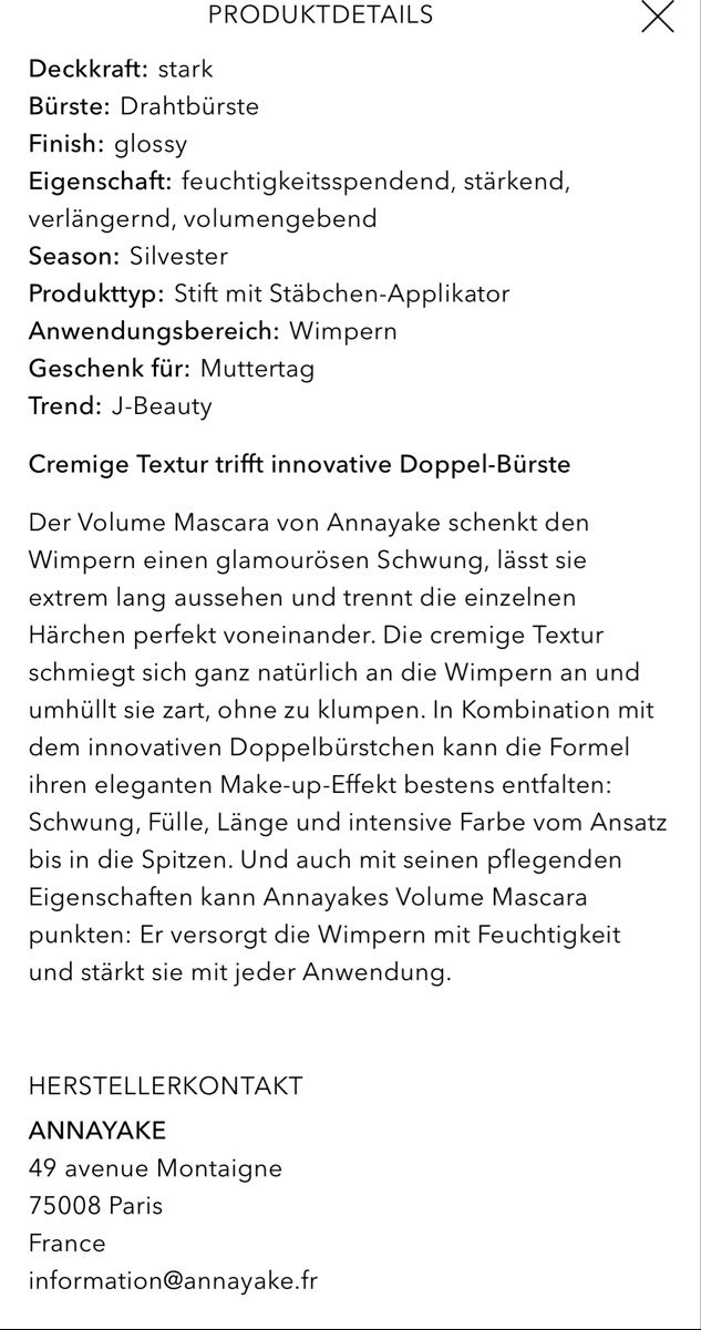 Make-up: Annayake Volume Mascara - Neu & Originalverpackt! – Nuovo e nell'imballaggio originale da Zürich venduto da deruja 8