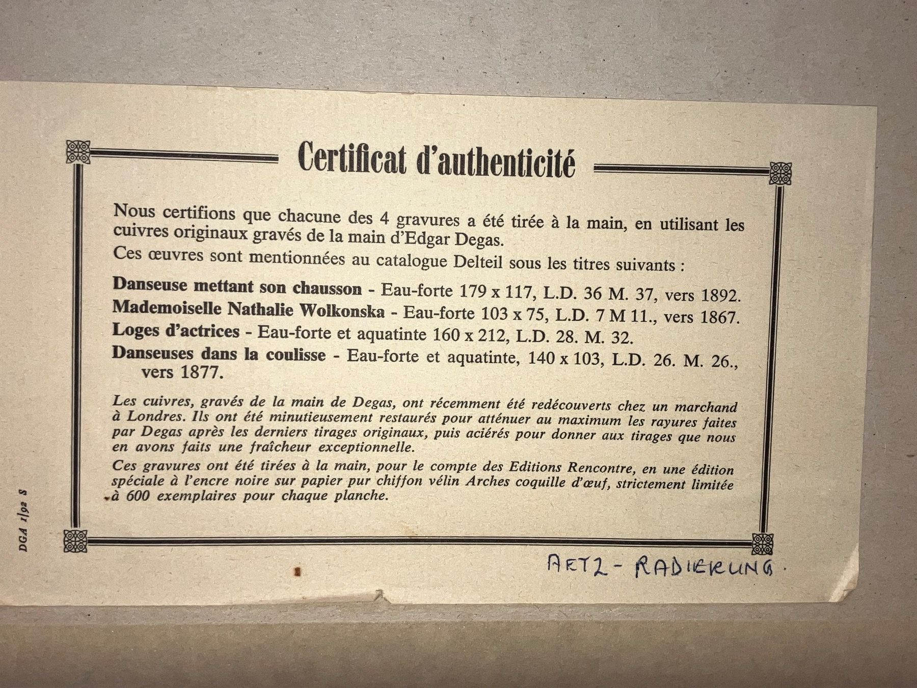 Foto & Immagini: Edgar Degas Bild Radierung – Usato da Neftenbach venduto da 889095 3