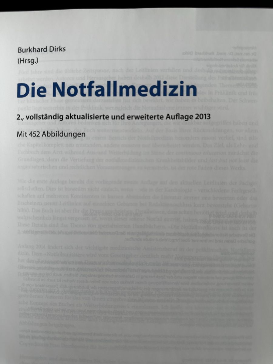 Libri: Buch Die Notfallmedizin 2. Auflage 2013 Springer – Usato da Suhr venduto da eeela01 1