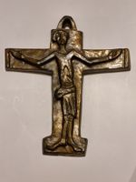 Vintage Wandkreuz aus Metallguss – brutalistisch – 21 cm