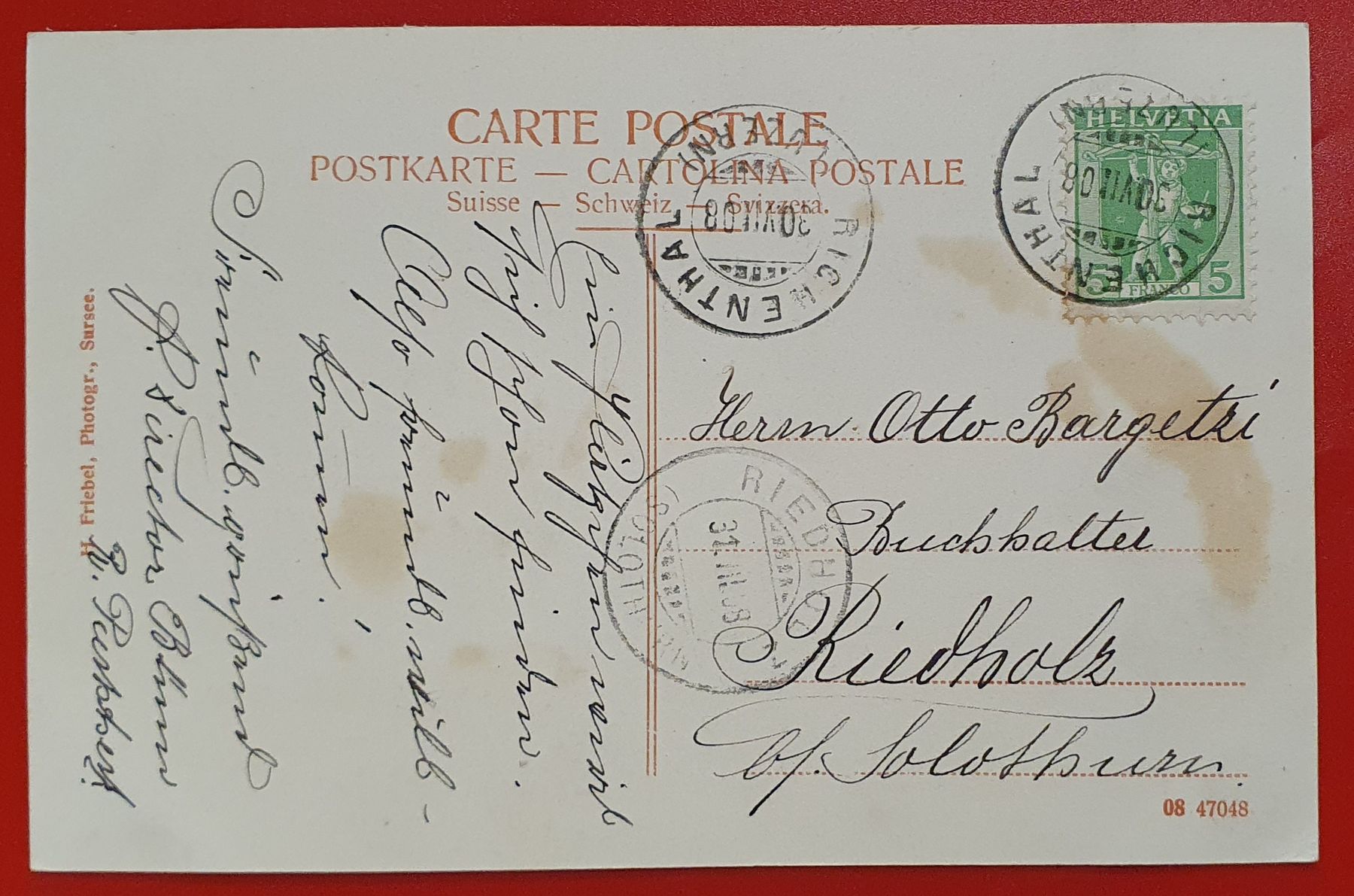 Cartoline postali: Richenthal 1908 - Kurhaus Wasserheilanstalt – Usato da Kreuzlingen venduto da Rschweiz1 1