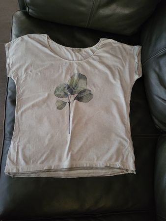 T-shirt NILE taille S - imprimé feuille - beige/taup