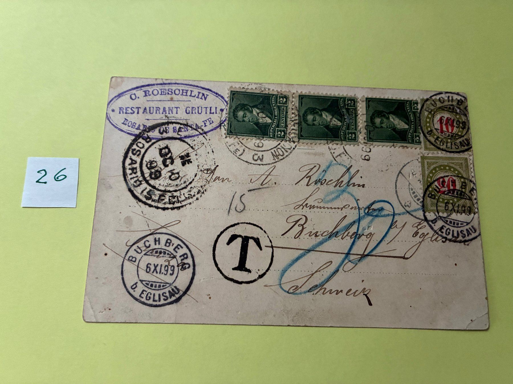 Cartoline postali: Ansichtskarte Litho  Santa Fe >> Argentinien 1899 – Usato da Volketswil venduto da Jdansk 1