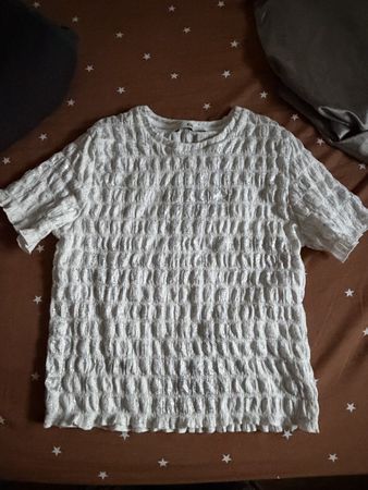 T-shirt blanc à smocks taille 158 occasion