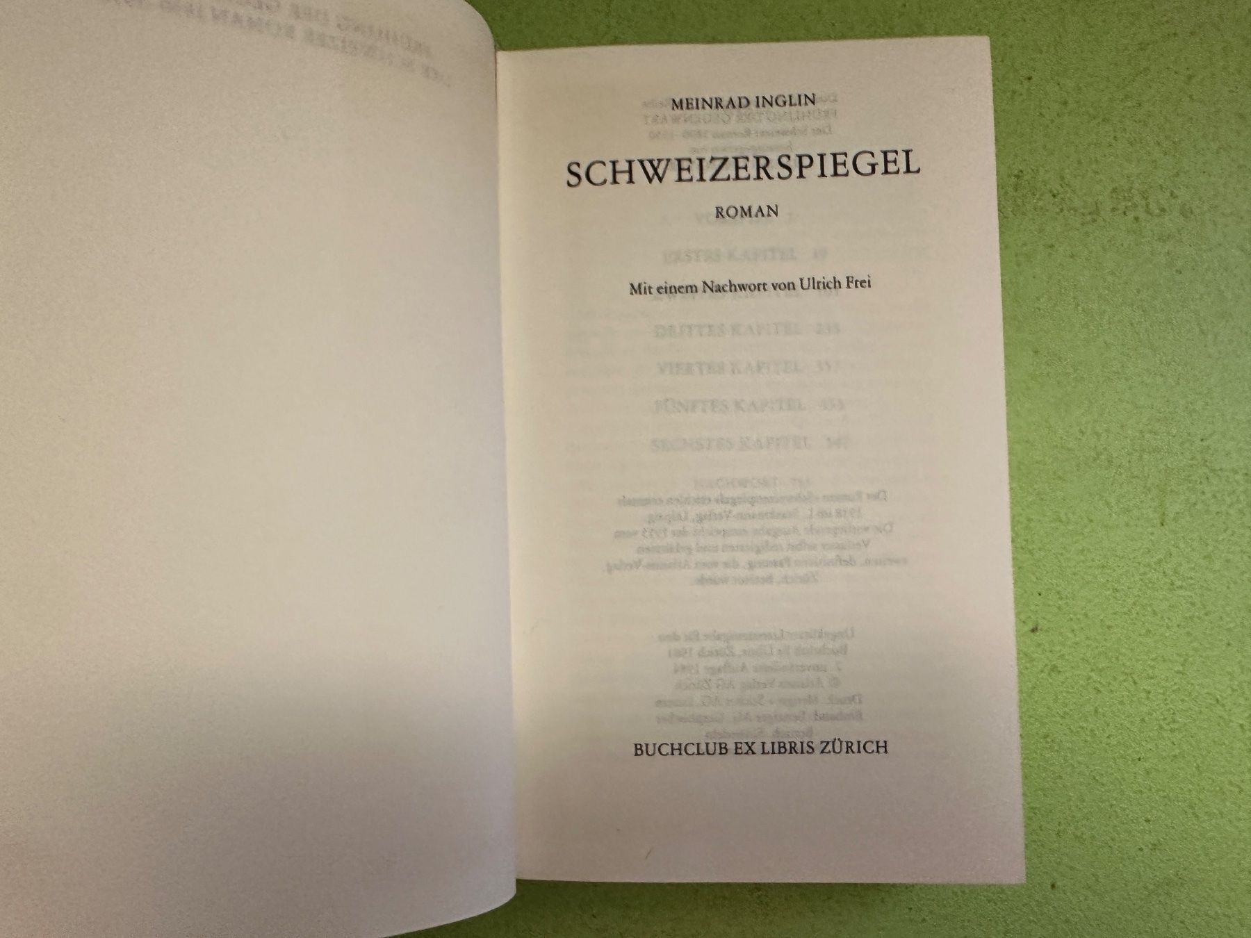 Libri: Meinrad Inglin: Schweizerspiegel. – Usato da Zürich venduto da allp 2