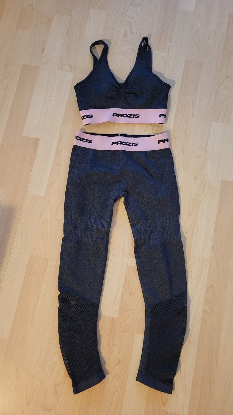 Leggings: Prozis Sport Set, Gr. S/M, Grau/Rosa – Gebraucht aus Steffisburg von esneusdaheime