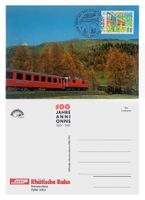 Rhätische Bahn RhB 100 Jahre Briefmarke Sonderdatumstempel